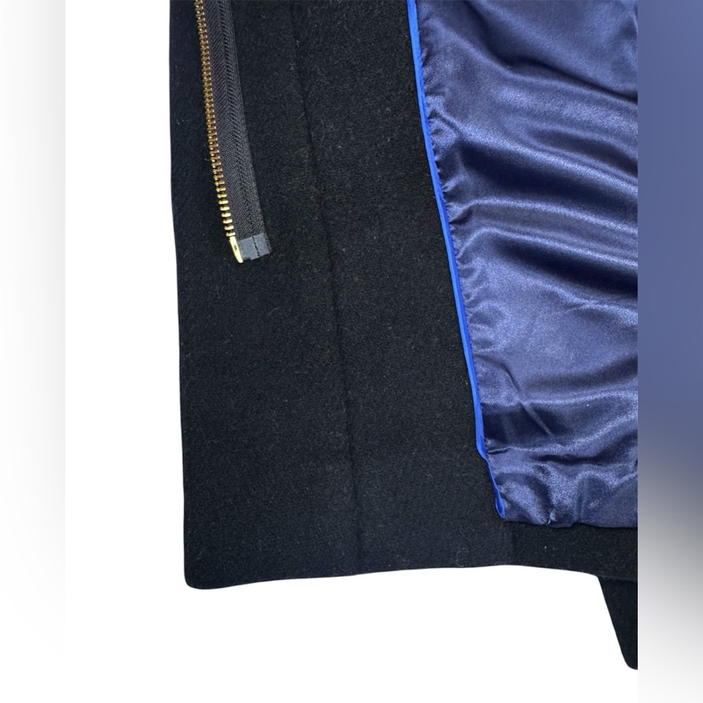 J.Crew Italian Stadium Cloth Wool Blend Coat Women 4 Black Heavy Zip Nello Gori - Picture 8 of 15